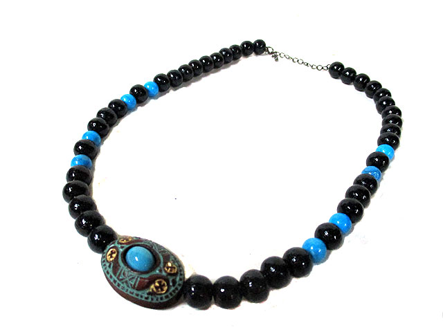 アイヌ紋様ネックレス ターコイズ(turquoise) [トミヤ郷土民芸]