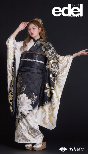 Edel×古川優奈（ゆうちゃみ）”の振袖-白黒｜成人記念の新作振袖