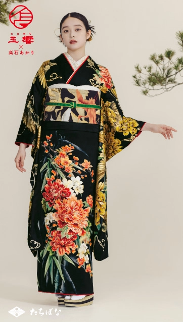 玉響×髙石あかり-黒|ハタチ記念の新作振袖ご紹介 TA-