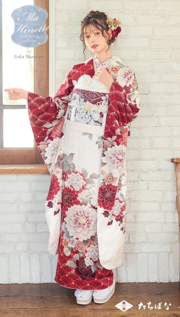 Ma Minette×村上愛花の振袖-白赤|ハタチ記念の新作振袖ご