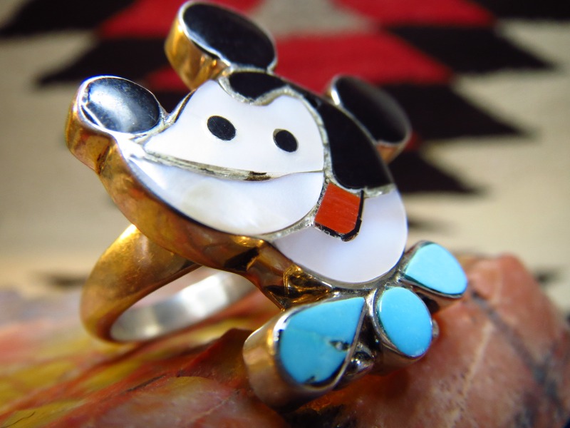 ズニ族 キャラクター リング インレイ インディアンジュエリー