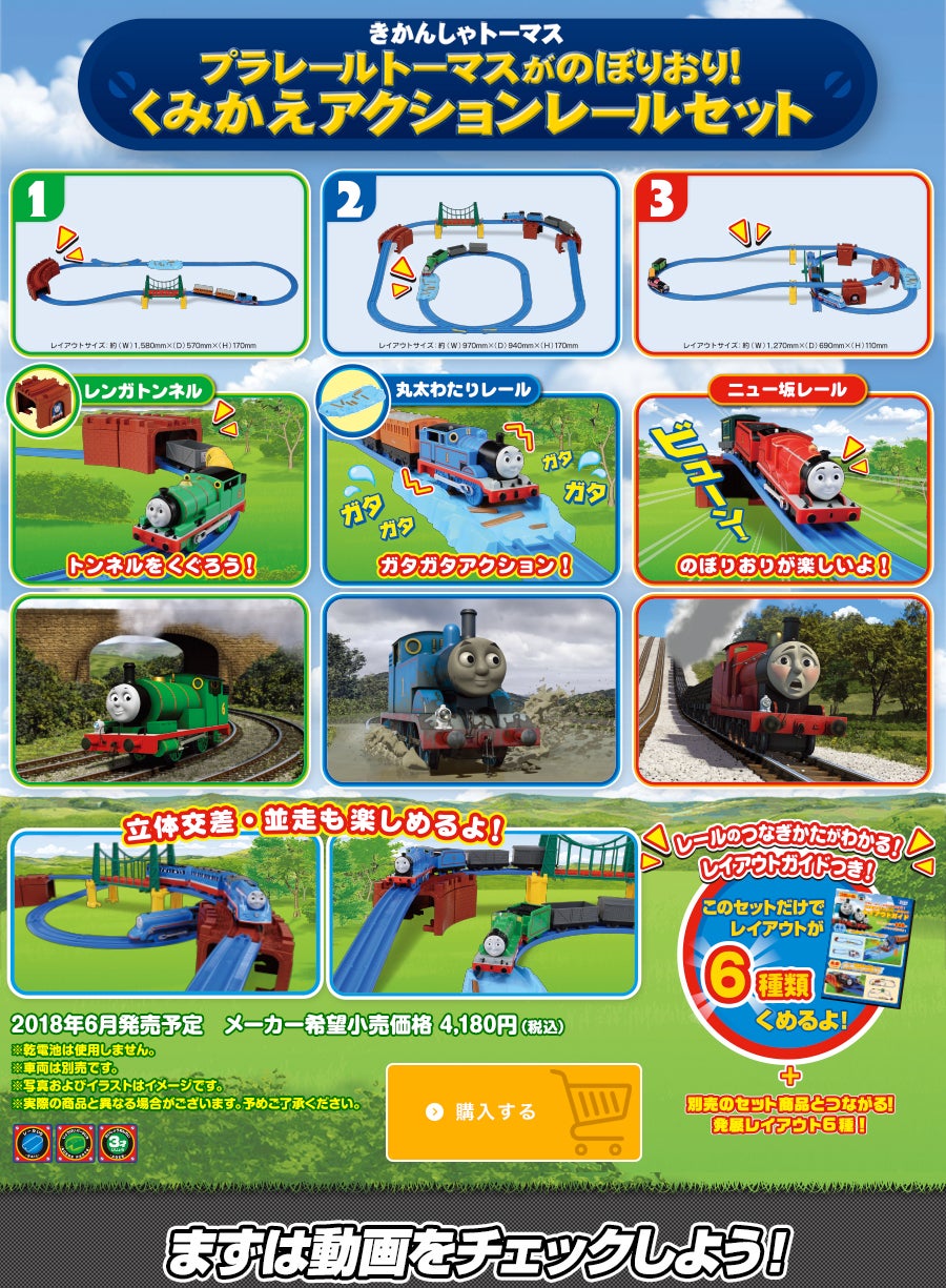 プラレールトーマスがのぼりおり！くみかえアクションレールセット