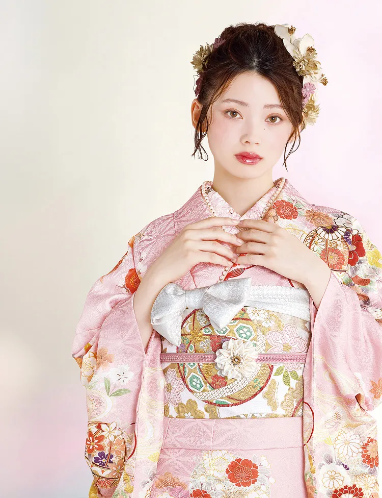 水色の正統派古典の成人式のレンタル振袖｜王道人気の伝統的で上品さ