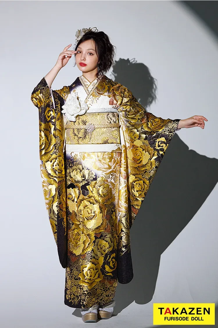 Q 着物 振袖フルセット 振袖 金彩 成人式 卒業式 最高級古典柄振袖 滝