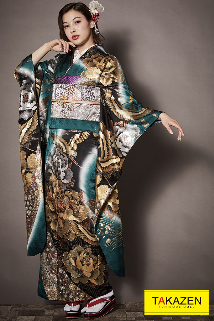 4ページ目｜緑色の振袖｜成⼈式の振袖レンタルならTAKAZEN、世界