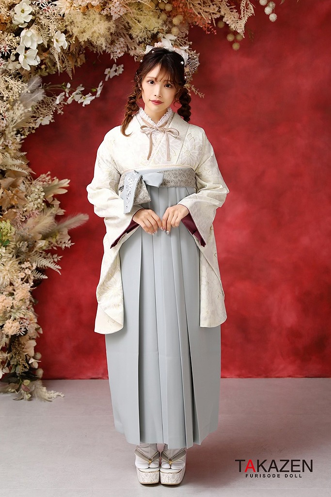 JAPANSTYLE×中村里砂ブランド袴 くすみカラーガーリー 白/薄ピンク 総