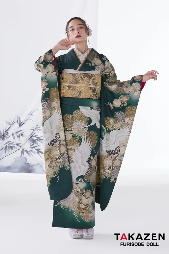 手染め 京友禅 金彩 正絹 振袖 30点 セット 緑 成人式 ふりそで 袋帯