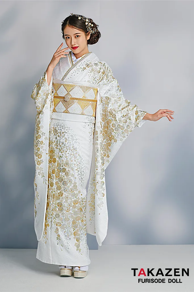 最高級 ブランド 千總 振袖 美品 Sサイズ 絞り 花柄 ピンクと白 【公式