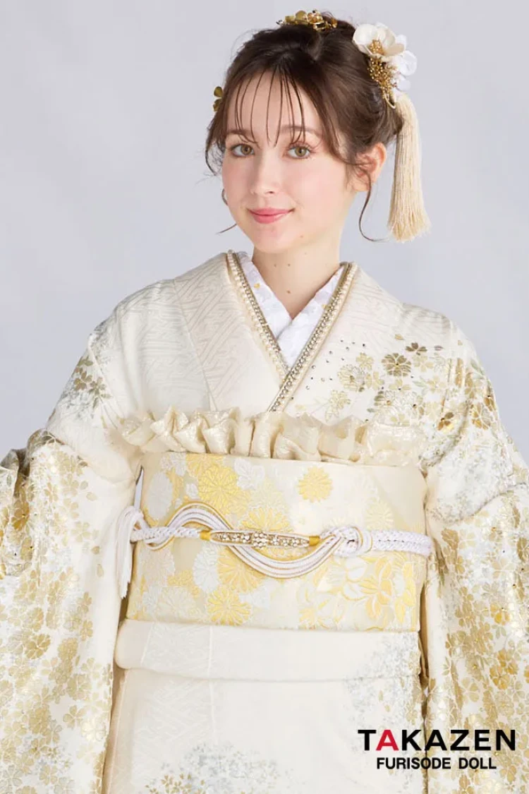 振袖フルセット6点15800円サイズM金駒刺繍正絹 振袖フルセット6点