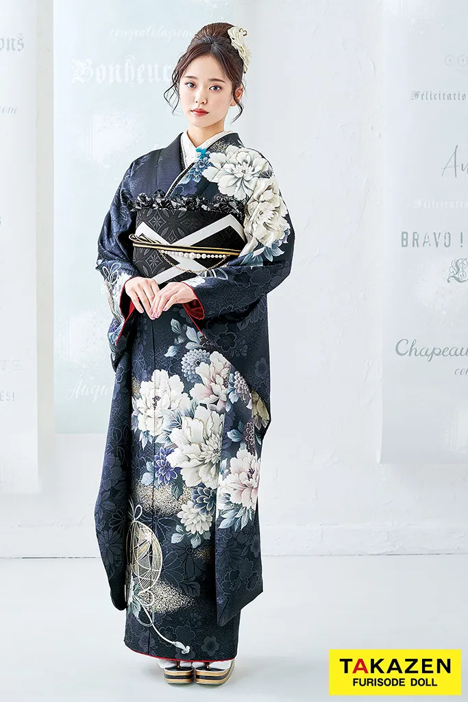 振袖 豪華 金彩 紋意匠 牡丹 大輪 身丈167cm パールトーン加工済