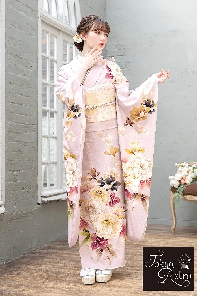 東京レトロ 薄ピンク 菊柄 シンプル 正統派古典 かわいい きれいめ