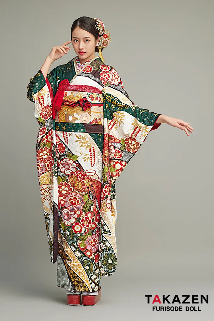 総絞り 振袖フルセット 身丈162裄63.5 流水枝花文 金彩 逸品 成人