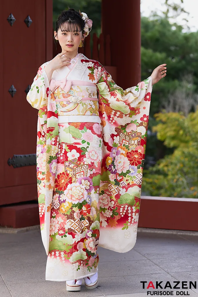 510z22☆紅型 中振袖 小柄な方にも 古典柄 青☆美品 成人式結婚式十三参り