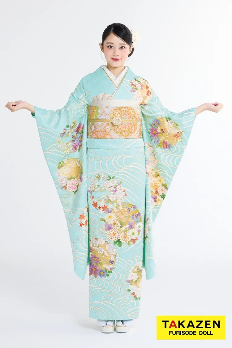 プレミアム古典 吉澤織物/最高級金彩手描友禅 水色 さわやか 綺麗 透明