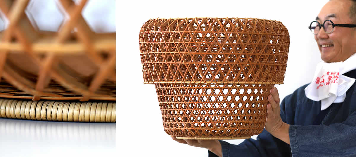 一点限り】 白石白雲斎作 無名籠 （Japanese bamboo object by