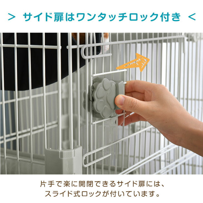 コンパクト 3段 キャットケージ ハンモック キャスター付き 脱走防止