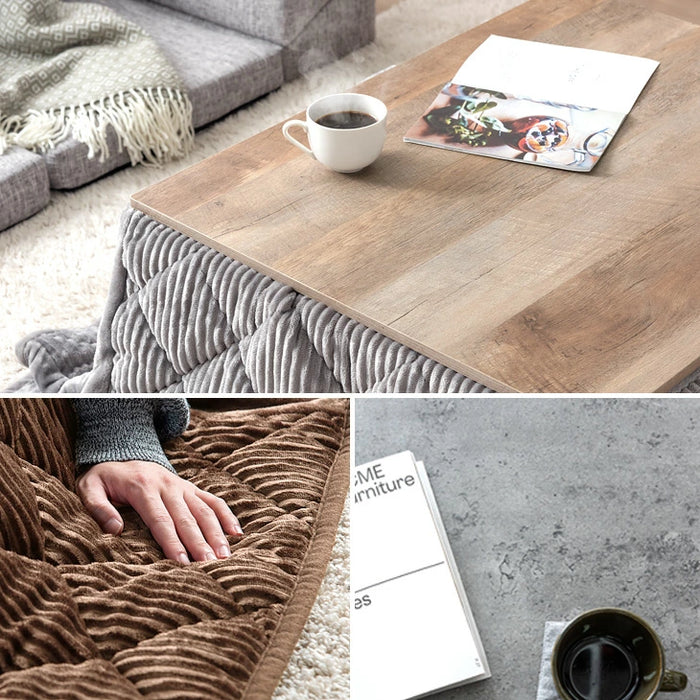 2点セット］こたつ テーブル 掛布団付き 長方形 木目調 300W 石英管