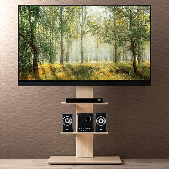 テレビスタンド 棚板2枚付 上下/左右首振り 高さ調節 隠しキャスター