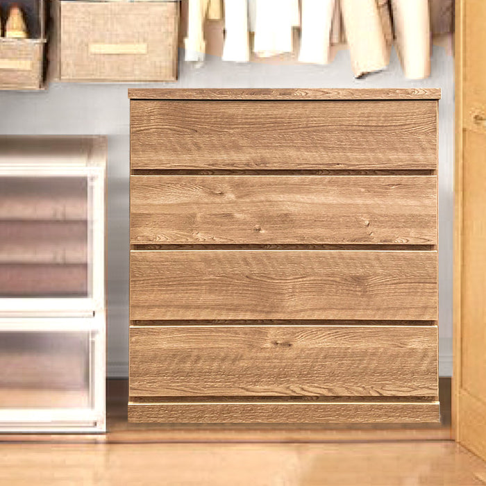 奥行55cm キャスター付き クローゼットチェスト 4段 幅80 完成品 日本