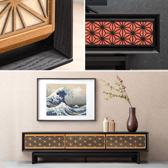 幅180cm 組子調デザイン テレビ台 国産 完成品 和風モダン【玄関渡し