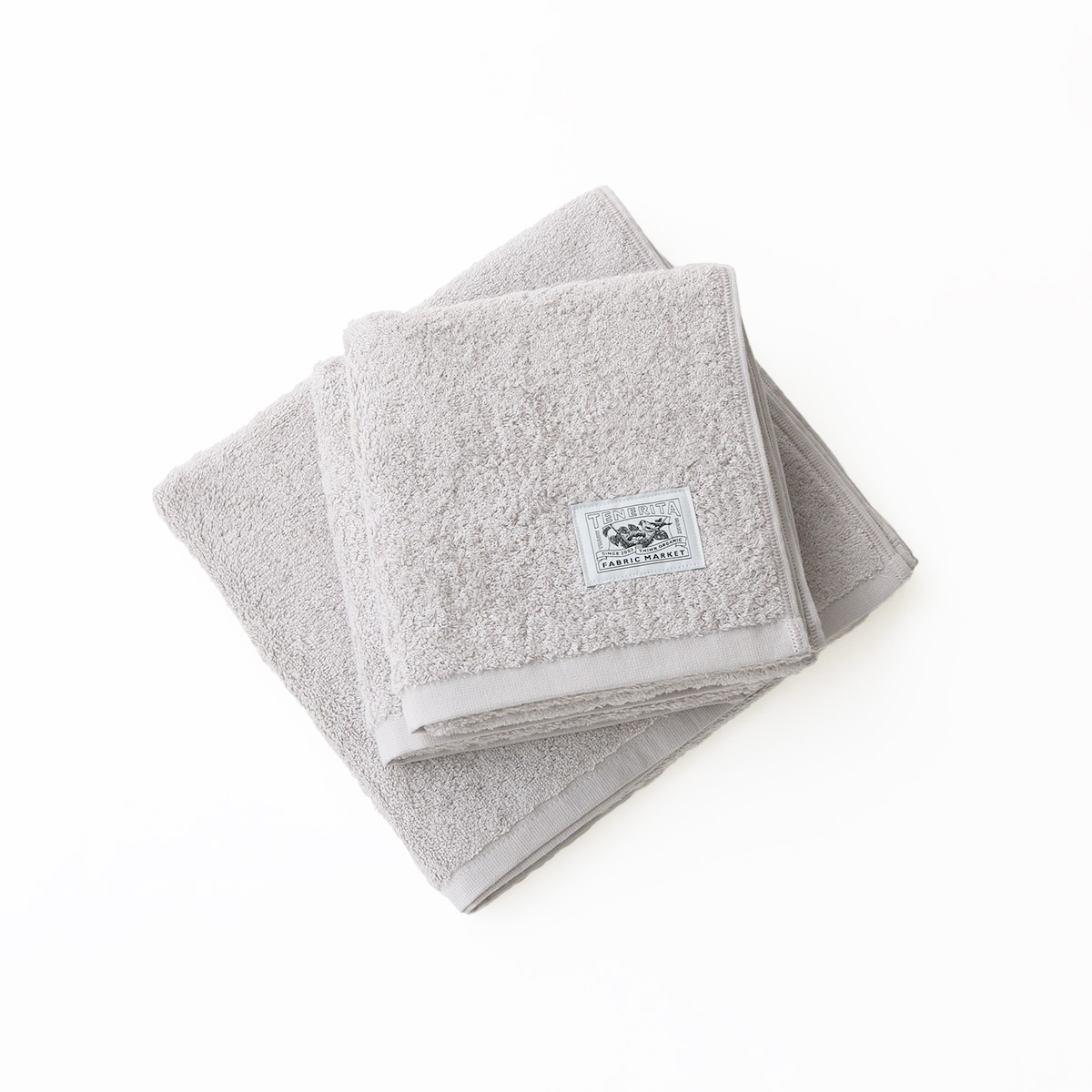 超甘撚りバスタオルショート1枚&フェイスタオル2枚セット(ライトグレー