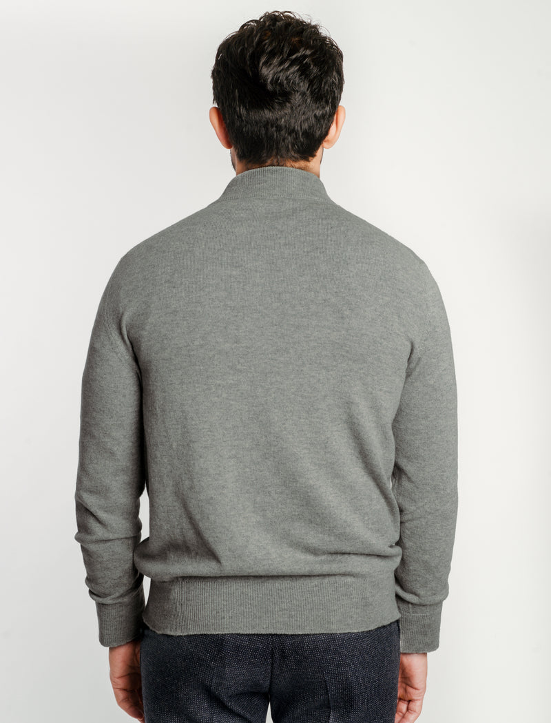 Military Olive X-Fine Italian Merino 1/4 Zip Mock by 40Colori