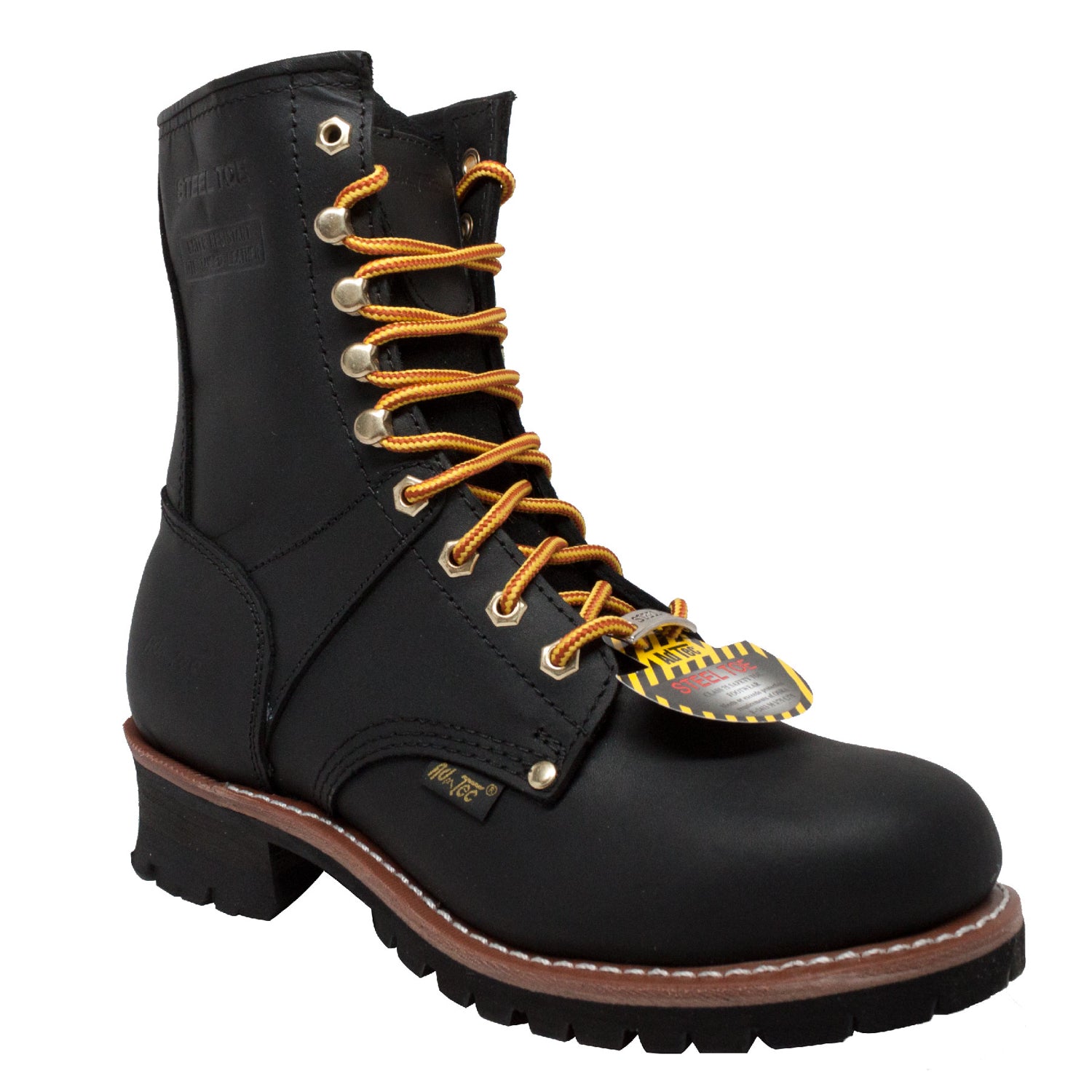 AdTec Mens 9in Steel Toe Logger Black Work Boots – The Western Company
