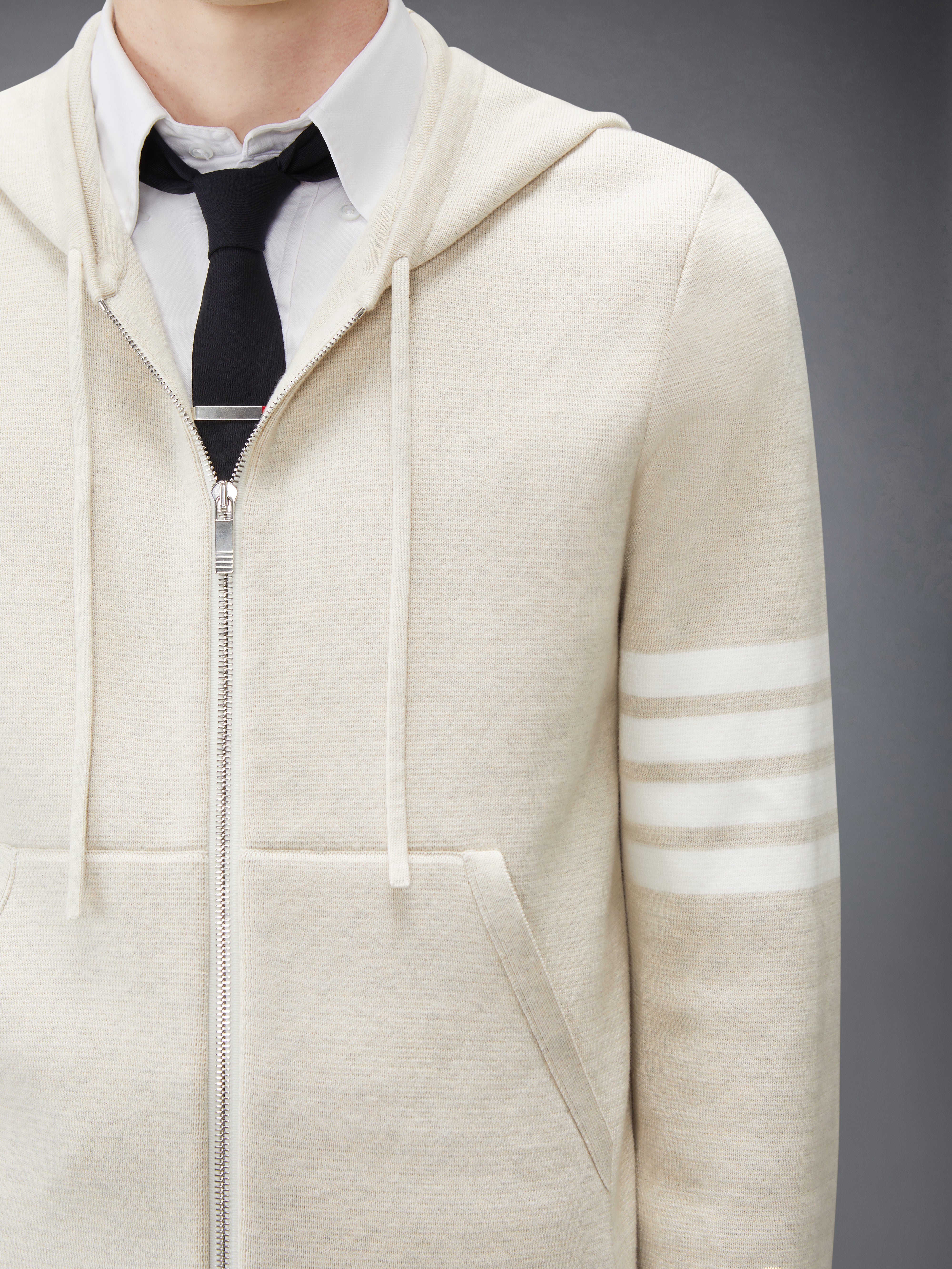 Milano Stitch 4-Bar Zip Up Hoodie | Thom Browne