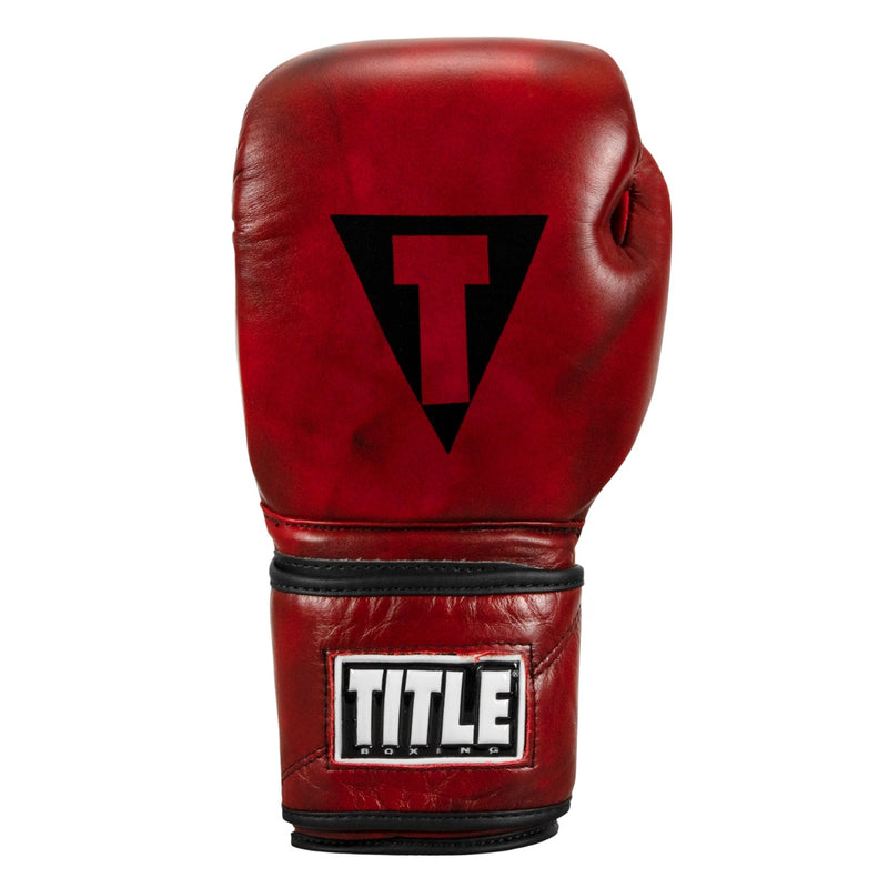 TITLE Blood Red Leather Sparring Gloves