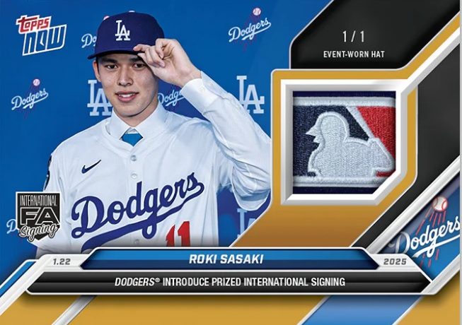 ドジャース入団、佐々木朗希メモラビリアカード 佐々木朗希 背番号11