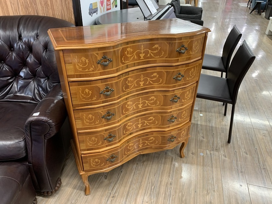 イタリア製 MOR-RENS 4段チェスト 象嵌 マホガニー材 引き出し 収納