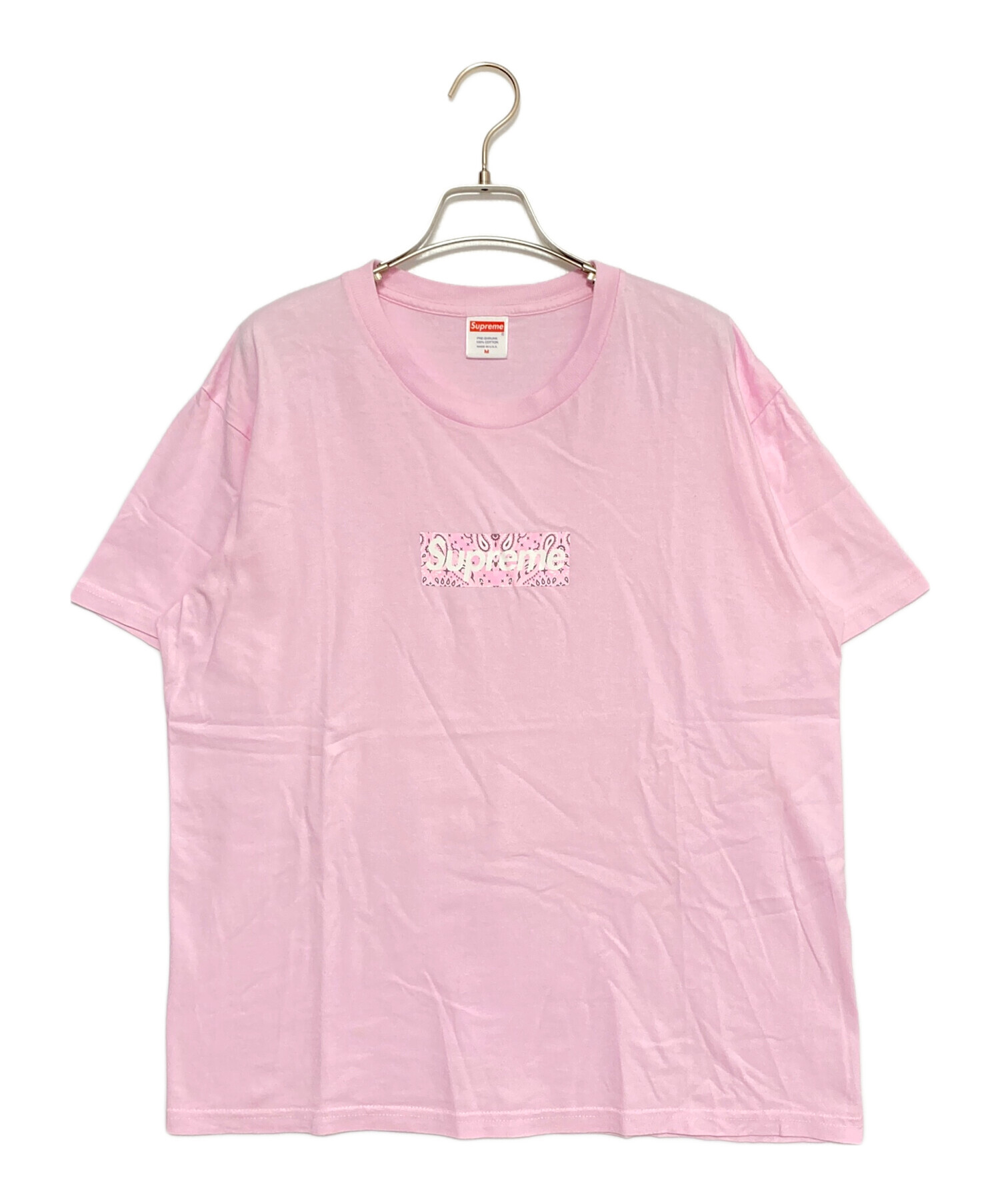 Supreme ピンク バンダナボックスロゴ柄 Tシャツ XL