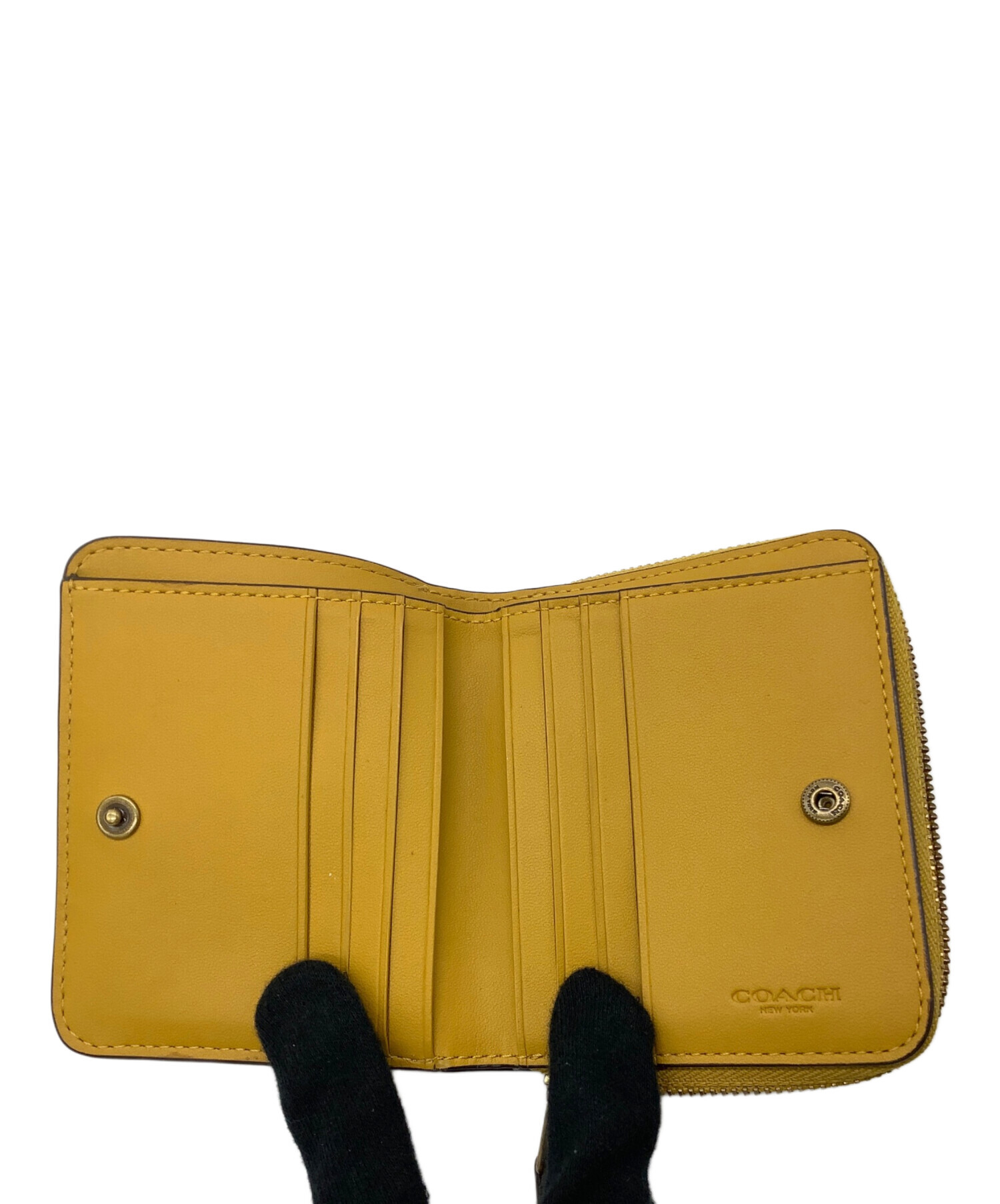 中古・古着通販】COACH (コーチ) 2つ折り財布 イエロー｜ブランド