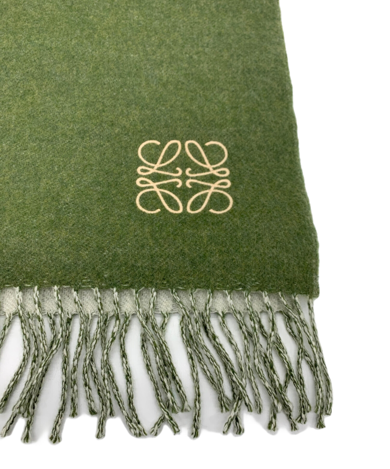 中古・古着通販】LOEWE (ロエベ) ウールカシミヤマフラー グリーン