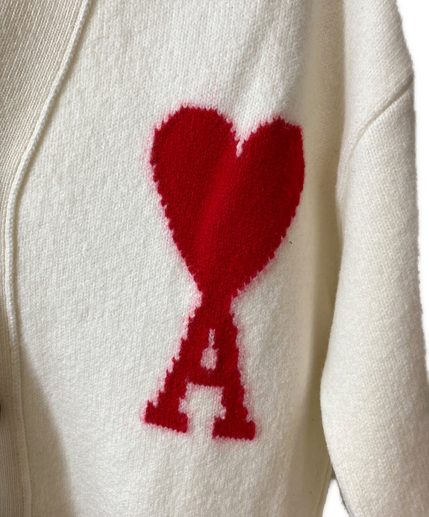 中古・古着通販】ami (アミ) フロントロゴカーディガン ホワイト