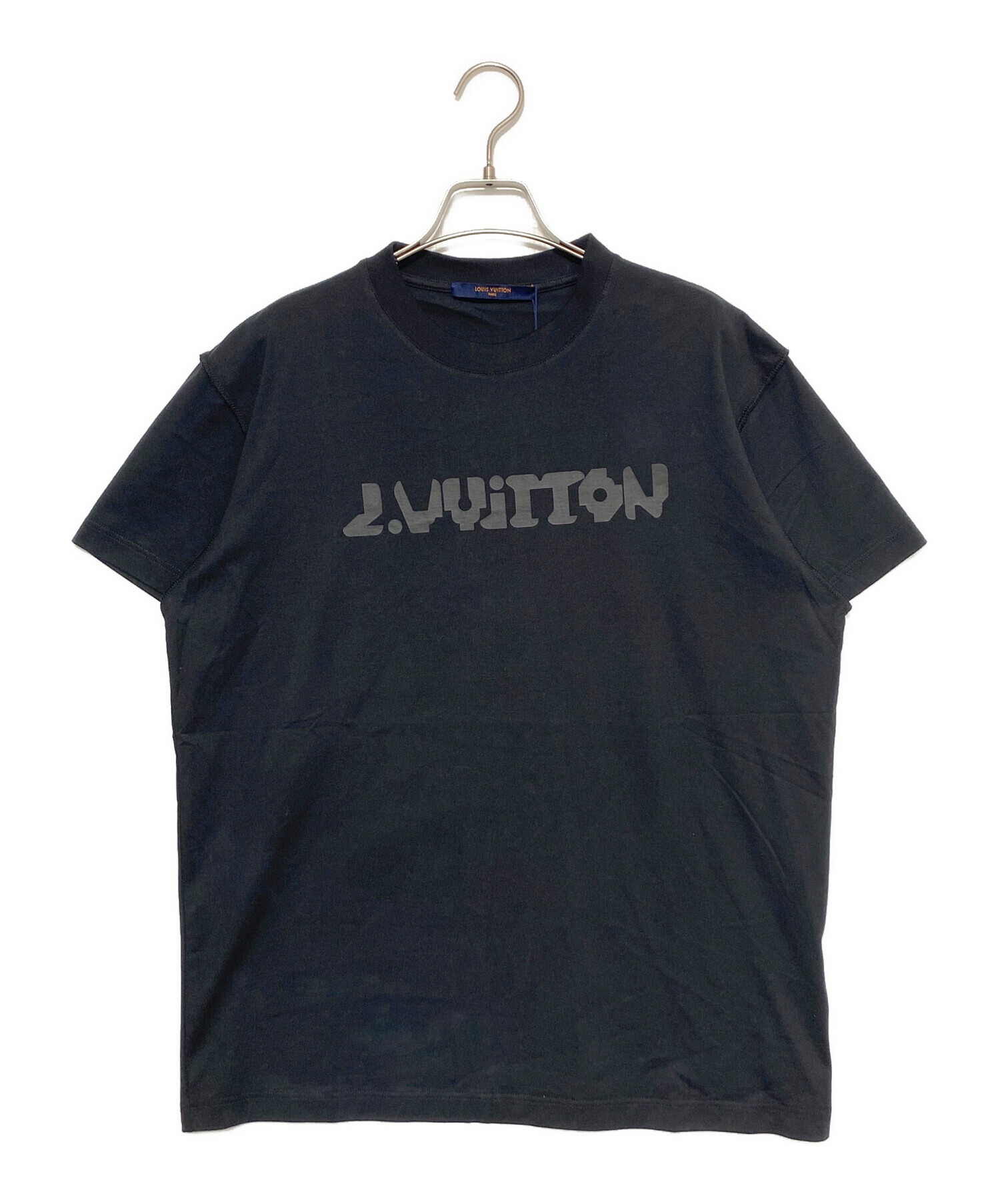 ルイ・ヴィトン ロゴ Tシャツ ブラック 割引 ルイヴィトン LOUIS