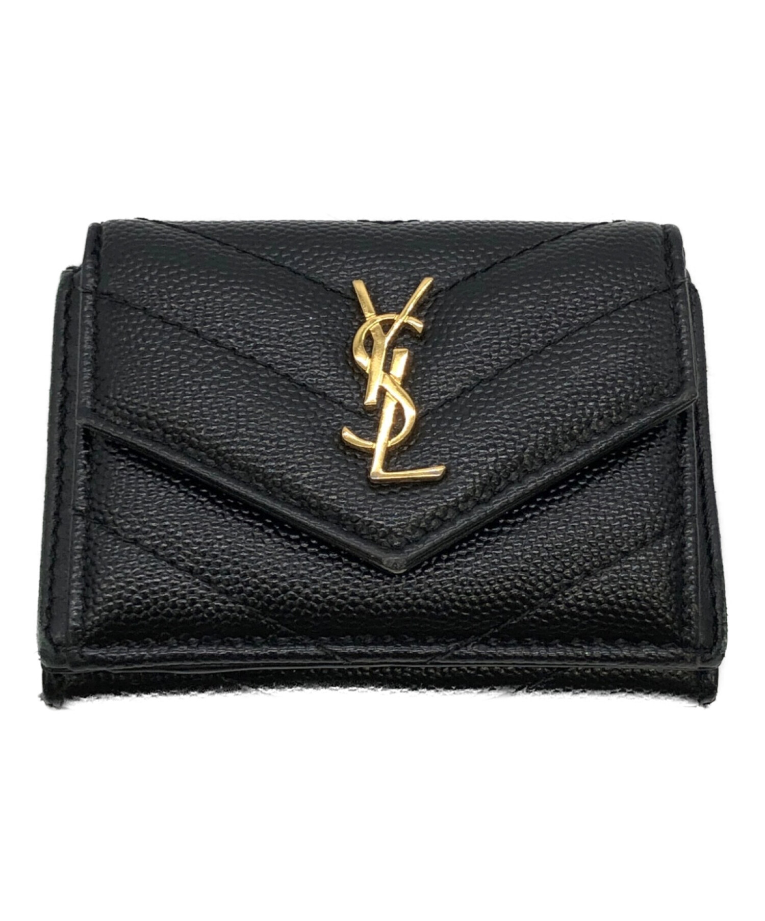 極美品✨サンローラン 三つ折り財布 YSL カサンドラ キャビアスキン