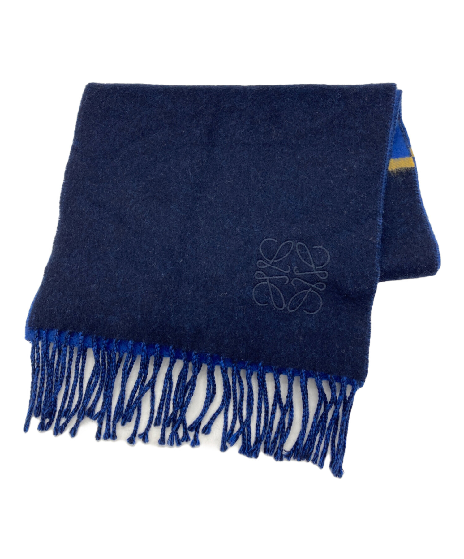 中古・古着通販】LOEWE (ロエベ) ウールフリンジマフラー ブルー