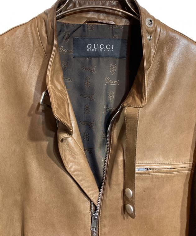中古・古着通販】GUCCI (グッチ) シングルレザーライダースジャケット