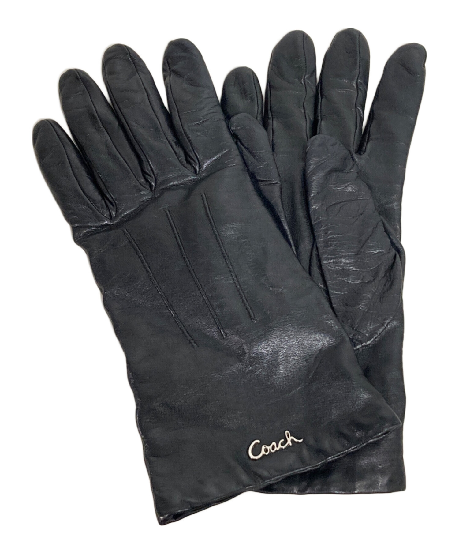 中古・古着通販】COACH (コーチ) レザーグローブ ブラック サイズ:8