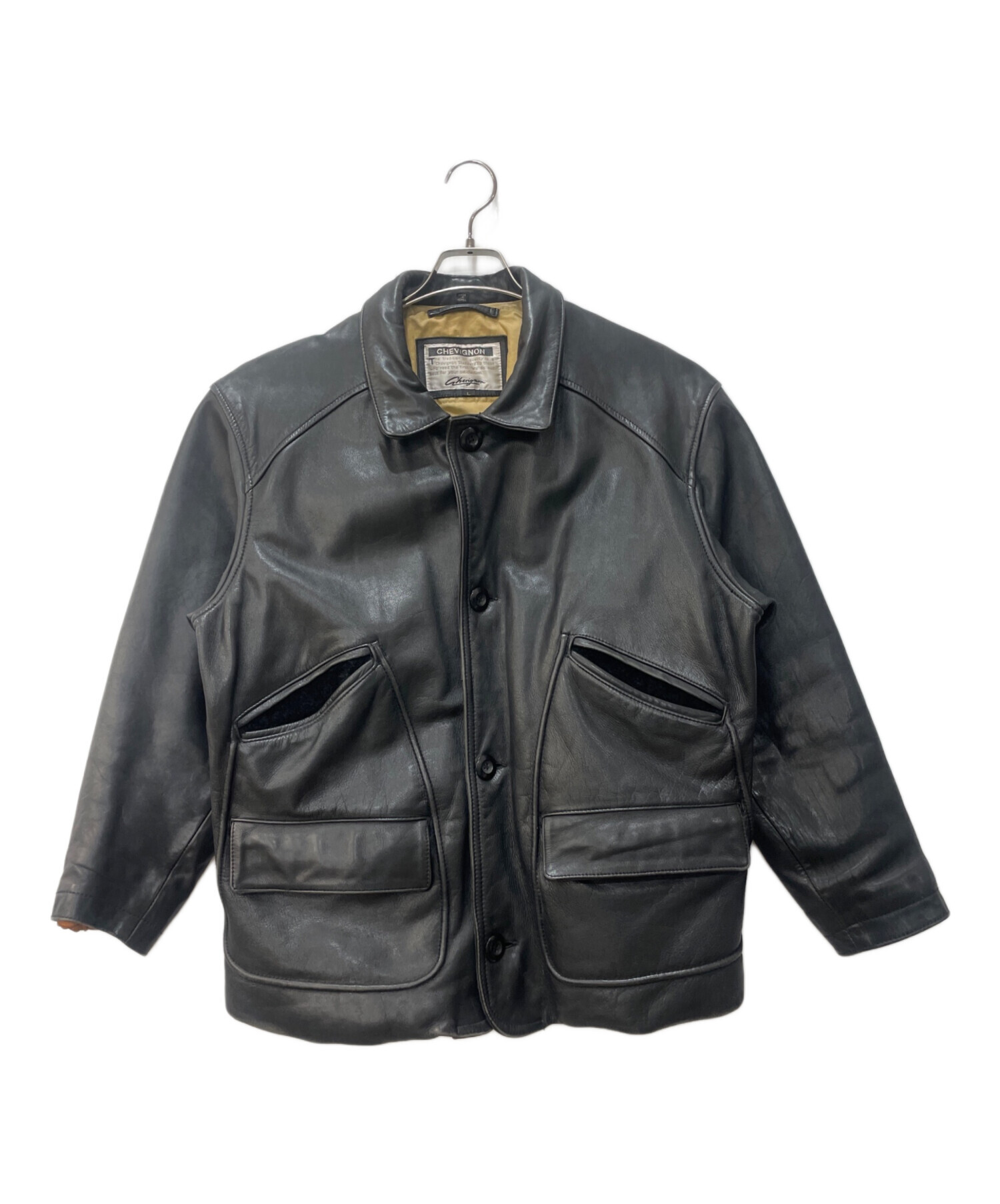 中古・古着通販】CHEVIGNON (シェビニオン) レザージャケット ブラック