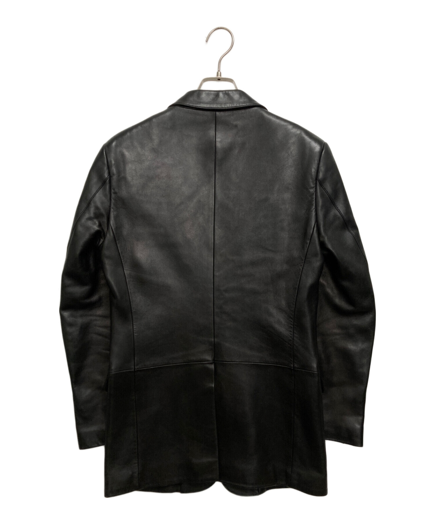 中古・古着通販】GUCCI (グッチ) レザーテーラードジャケット ブラック