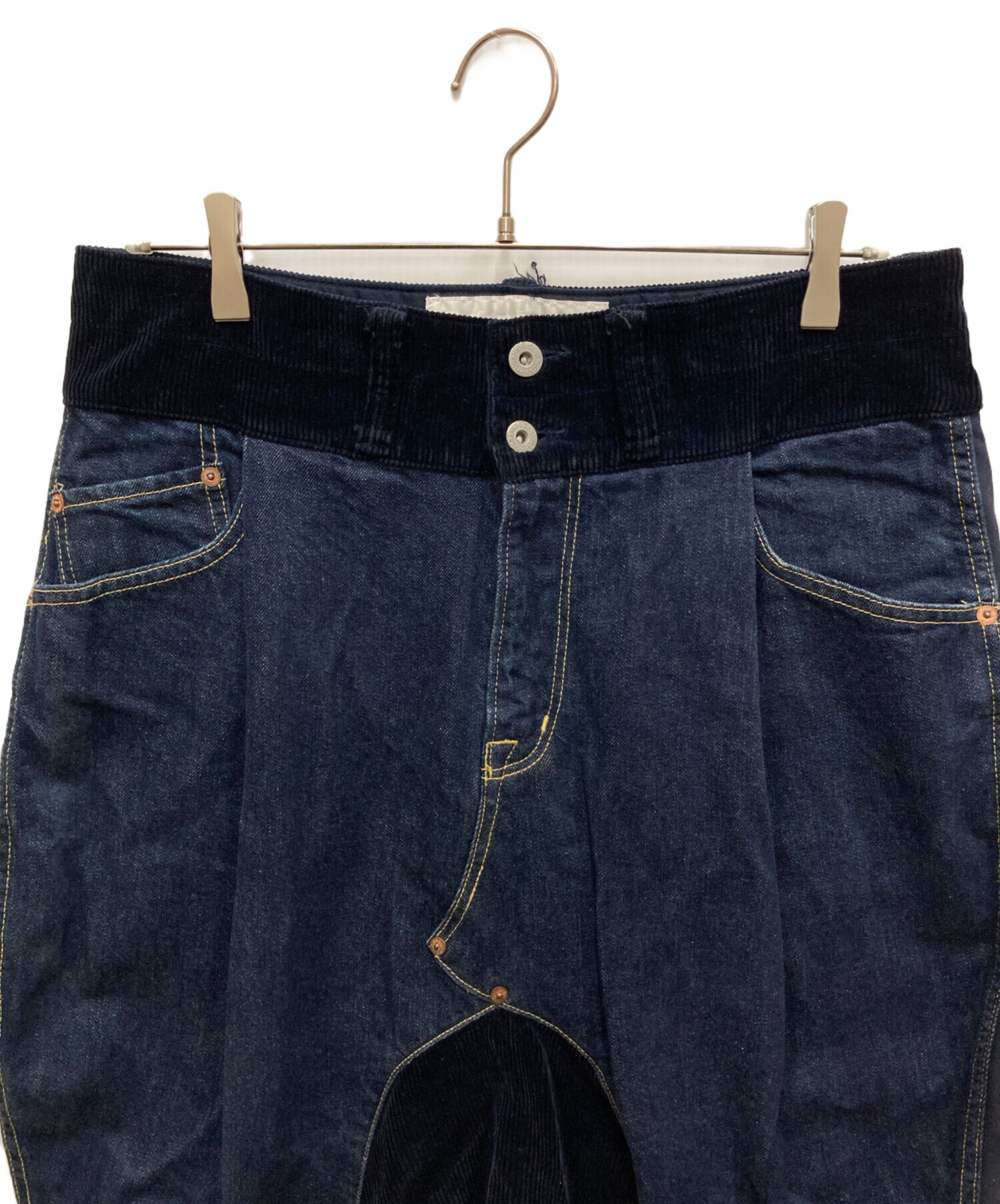 中古・古着通販】GANRYU (ガンリュウ) 切替サルエルデニムパンツ