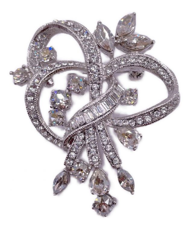 FOXEY ブローチラインストーンクリアマガジンフォクシーリボン