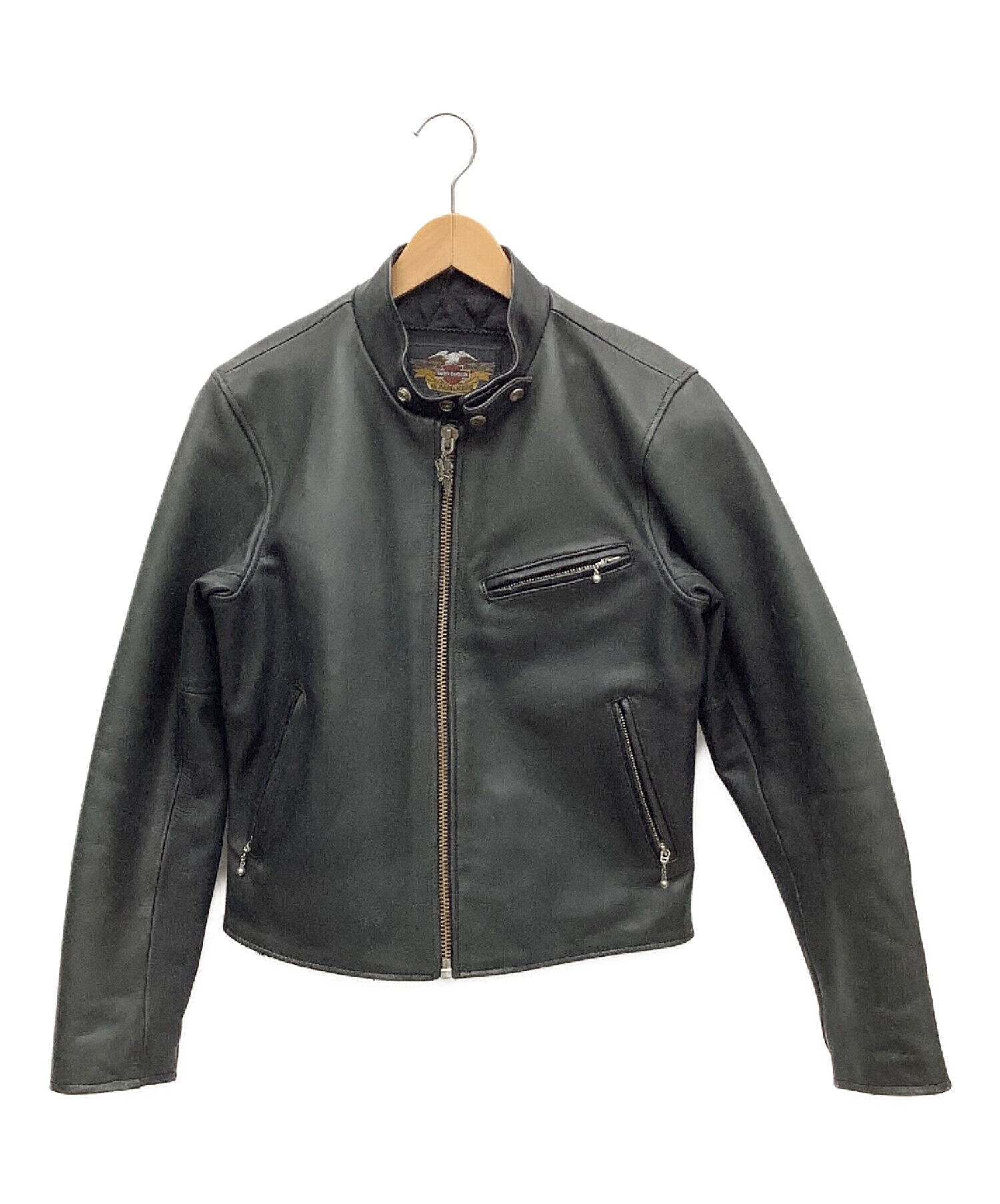 ハーレーダビットソン、黒レザーシングルライダースジャケット 楽天