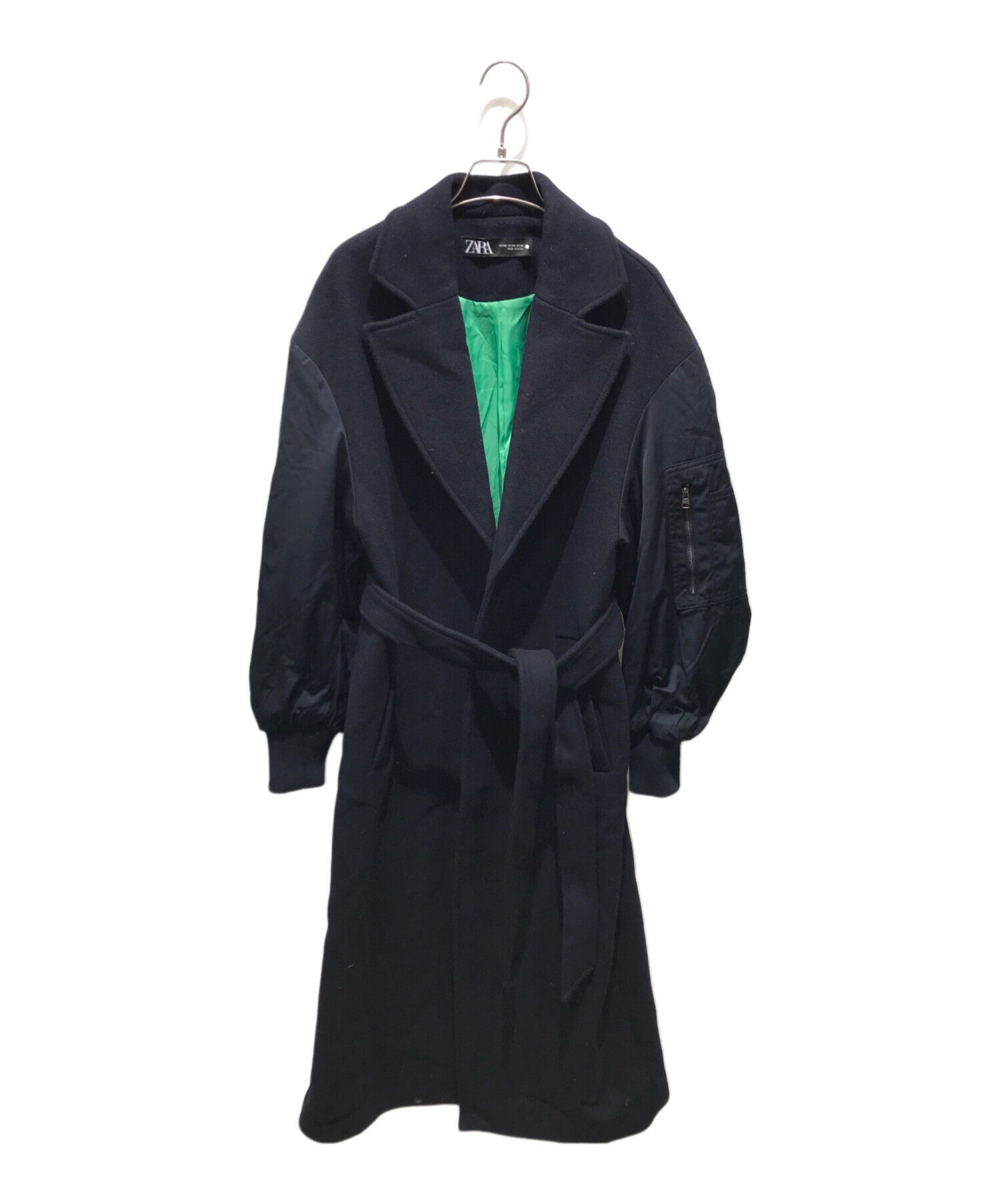 極美品 希少XL ZARA ザラ マッチングボンバーコート MA-1 ガウン 黒