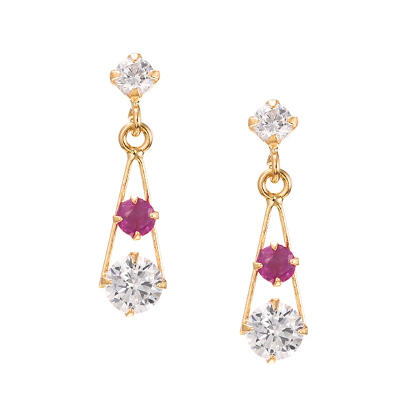 K18イエローゴールドルビーピアス(RPE375-001)|TSUTSUMI（ジュエリー