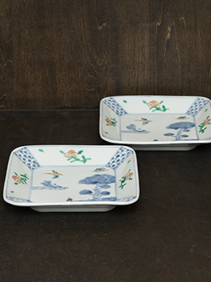 色絵花鳥文四方皿 - 作家もの器 清水なお子さんの作品 - 通販【zakka土