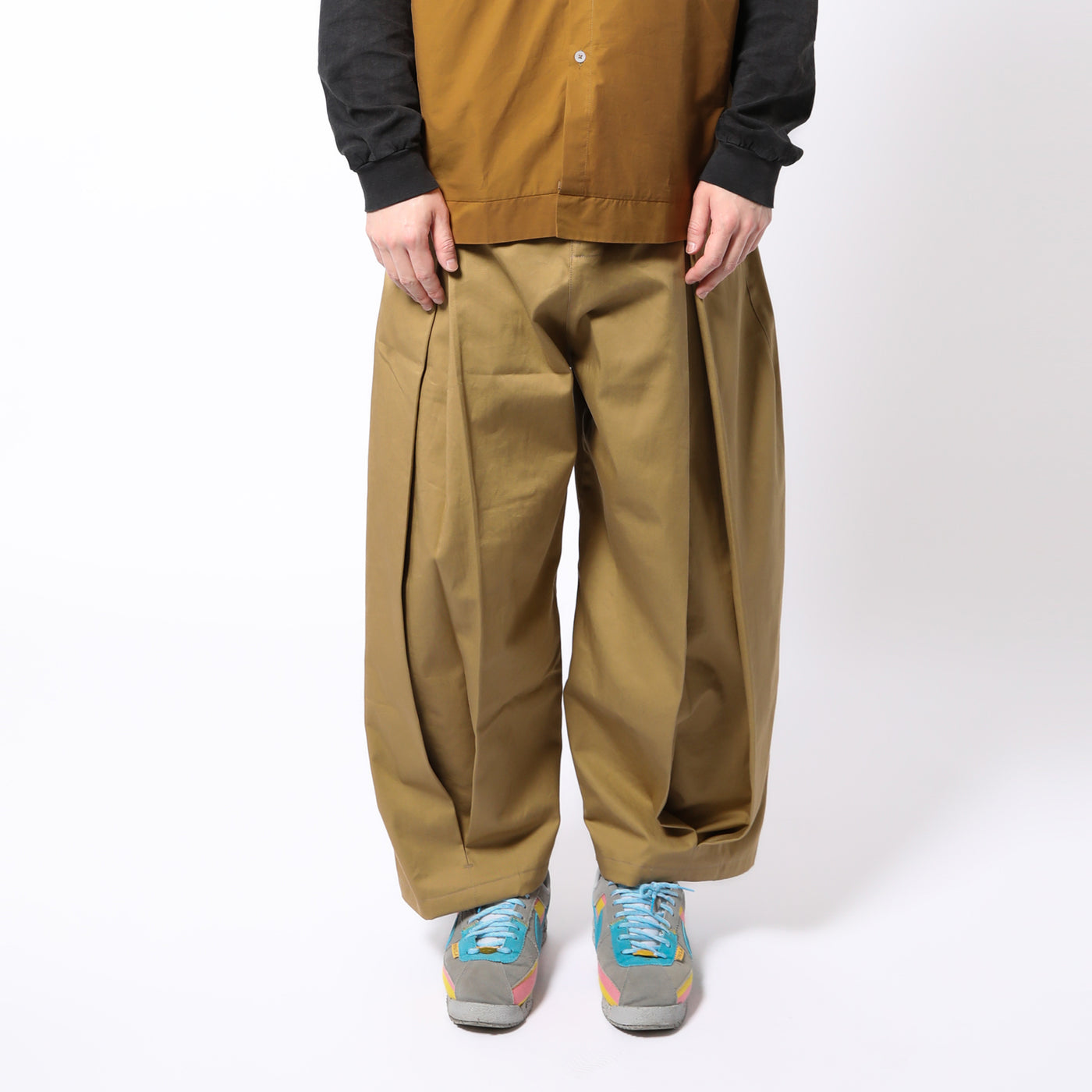 sage'NATION ボックスプリーツパンツ ベージュ｜sageNATION Box Pleats