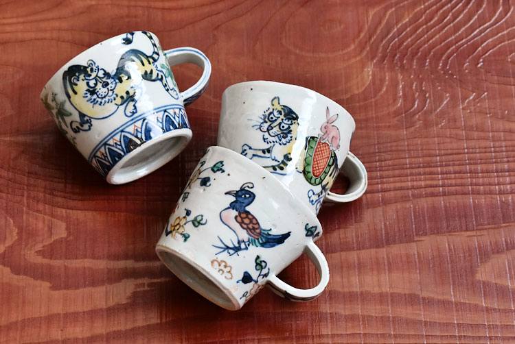 松浦コータロー さん 八角形の虎と花の絵柄の皿 食器 和食器 松浦